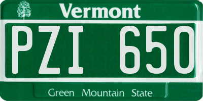VT license plate PZI650