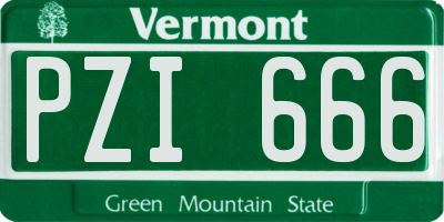 VT license plate PZI666