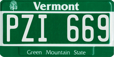 VT license plate PZI669