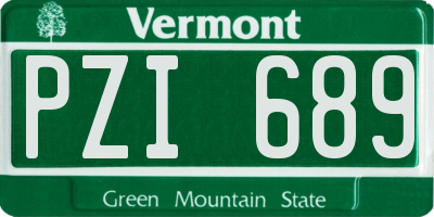 VT license plate PZI689