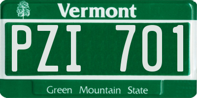 VT license plate PZI701