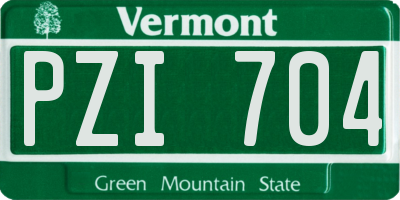 VT license plate PZI704
