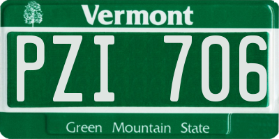 VT license plate PZI706