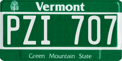 VT license plate PZI707
