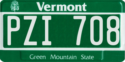 VT license plate PZI708