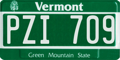 VT license plate PZI709
