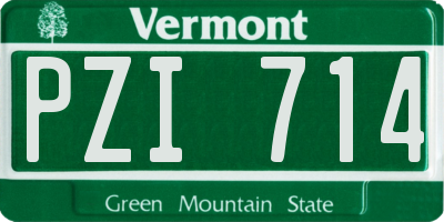 VT license plate PZI714