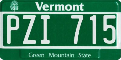 VT license plate PZI715