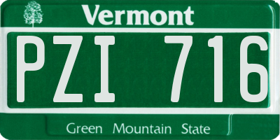 VT license plate PZI716
