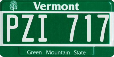 VT license plate PZI717