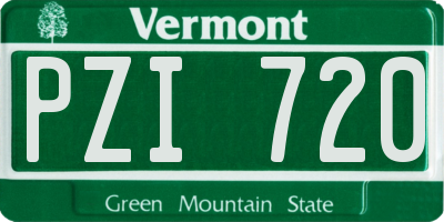 VT license plate PZI720