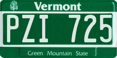 VT license plate PZI725