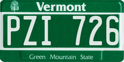 VT license plate PZI726