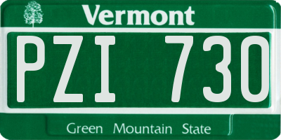 VT license plate PZI730