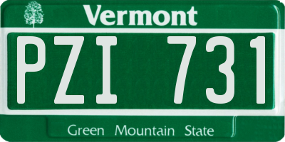 VT license plate PZI731