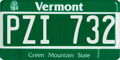 VT license plate PZI732
