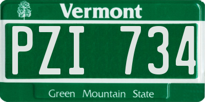 VT license plate PZI734