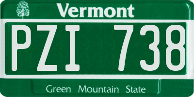 VT license plate PZI738
