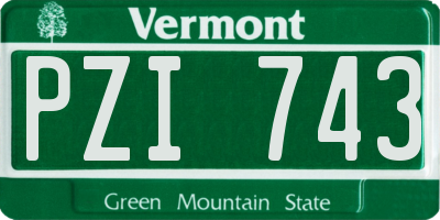 VT license plate PZI743
