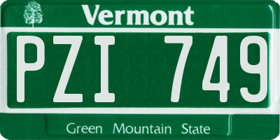 VT license plate PZI749