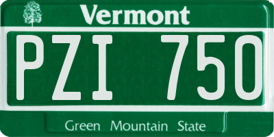 VT license plate PZI750