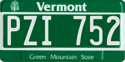 VT license plate PZI752