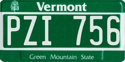 VT license plate PZI756