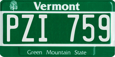 VT license plate PZI759