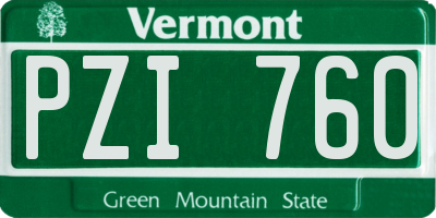 VT license plate PZI760