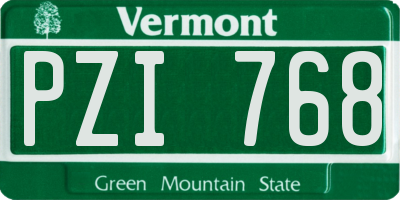 VT license plate PZI768