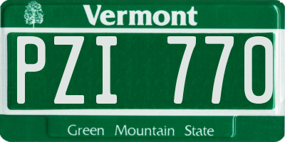 VT license plate PZI770