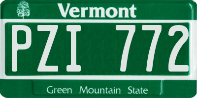VT license plate PZI772