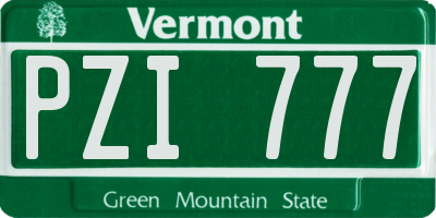 VT license plate PZI777