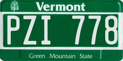 VT license plate PZI778