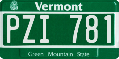 VT license plate PZI781