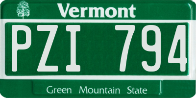 VT license plate PZI794