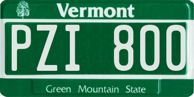 VT license plate PZI800