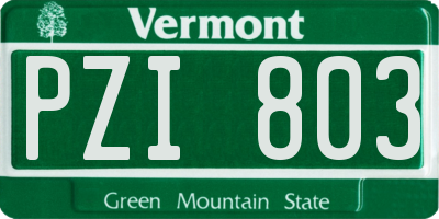 VT license plate PZI803