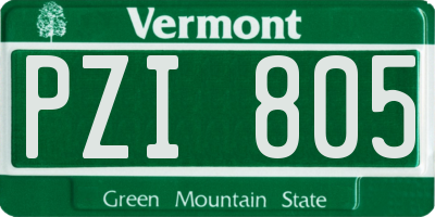 VT license plate PZI805