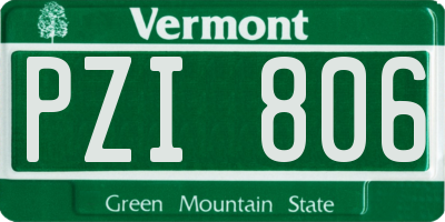 VT license plate PZI806