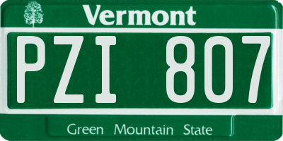 VT license plate PZI807