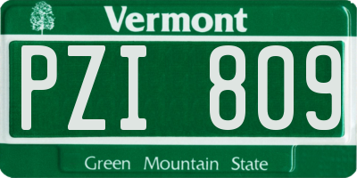 VT license plate PZI809