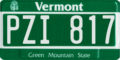 VT license plate PZI817