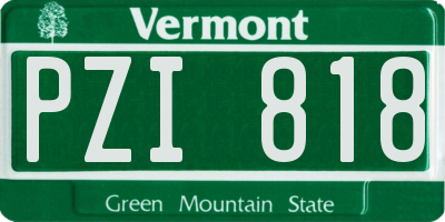 VT license plate PZI818