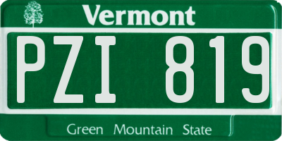 VT license plate PZI819