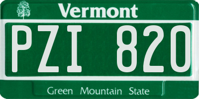 VT license plate PZI820