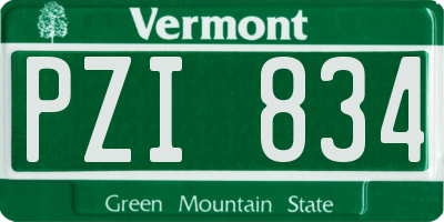 VT license plate PZI834