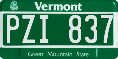 VT license plate PZI837