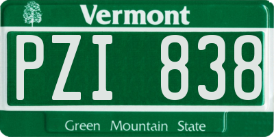 VT license plate PZI838