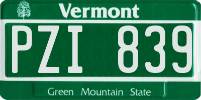 VT license plate PZI839